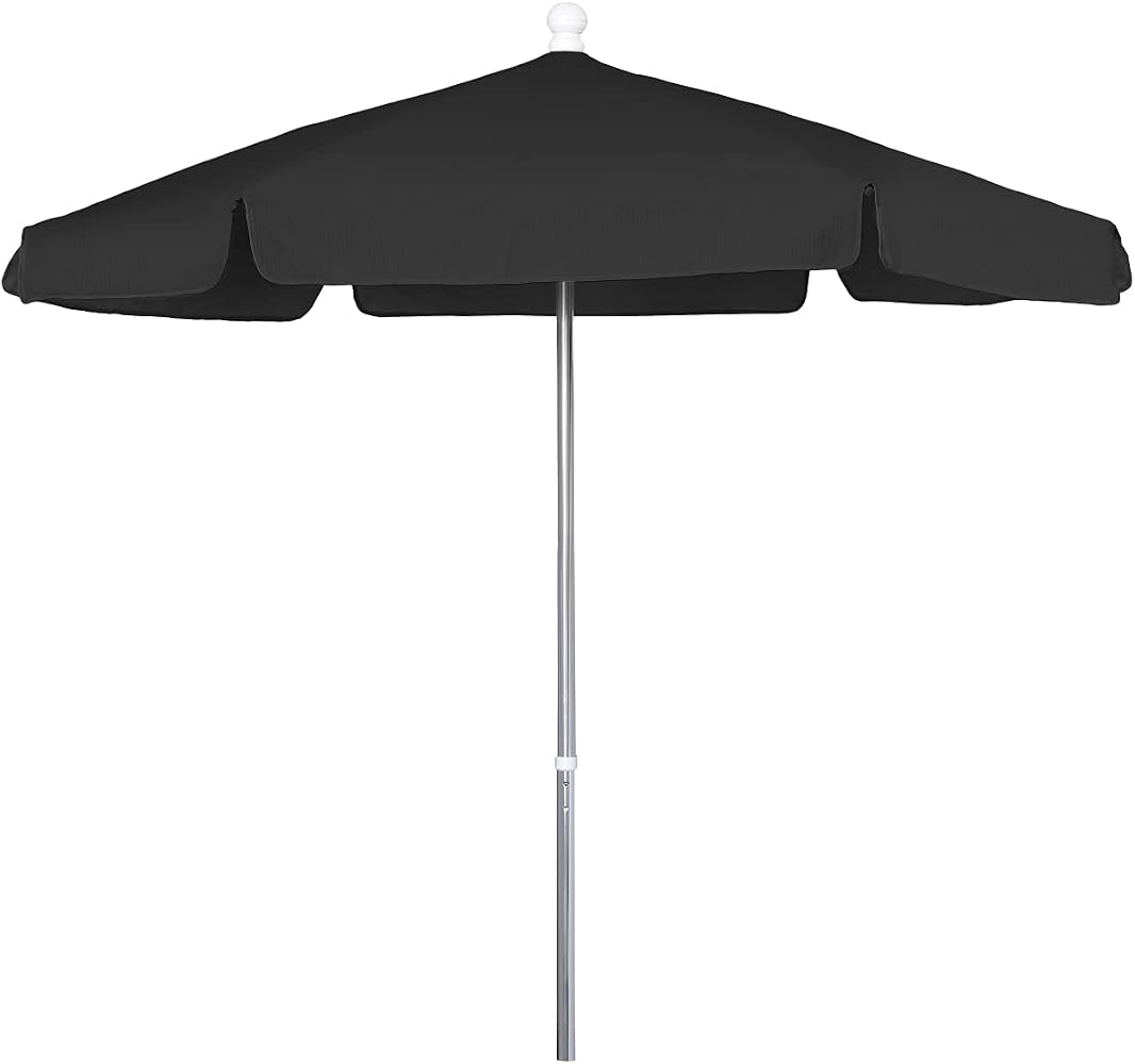 amazon patio umbrella vinyl Amazon.com : Fiberbuilt 7.5' Hex Garden Patio Umbrella 6 Rib Push Up Bright  Aluminum with Black Vinyl Coated Weave Canopy : Patio, Lawn & Garden