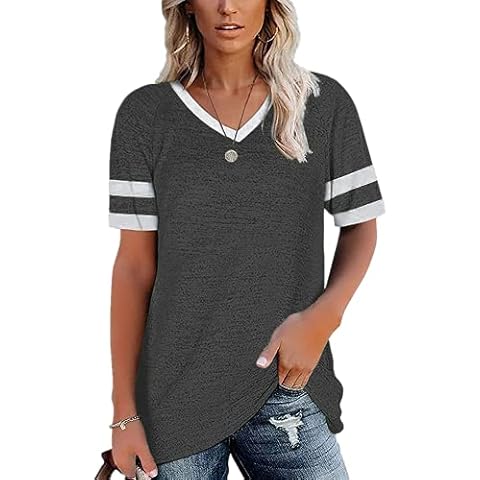 Mayntop Camiseta para mujer de verano a rayas suelta talla grande Cover