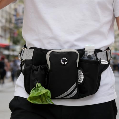 Riñonera para pasear perros ajustable y transpirable con bolsillo de snacks 4