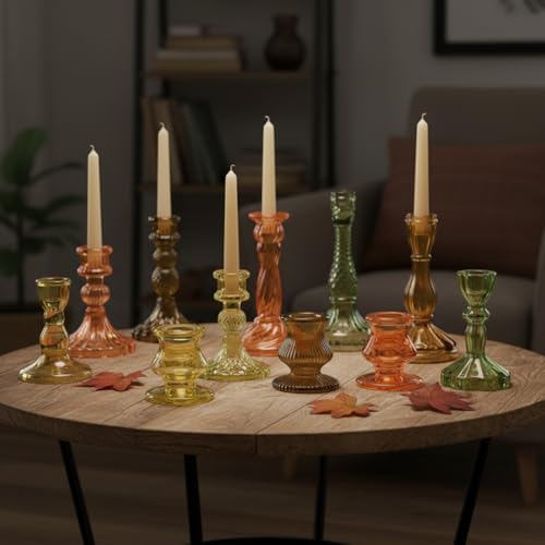 Mumufy 20 Pcs Glass Crystal Taper Candle Holders Clear Glass Cand...