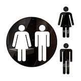 Desuibao Toilettenschild für Alle Geschlechter, zum Abziehen und Aufkleben, Acryl-Spiegel-Aufkleber, Geschlechtsneutrale Badezimmerschilder, Wanddekoration, Vinyl, Unisex-Badezimmer-Türschild, Schwarz
