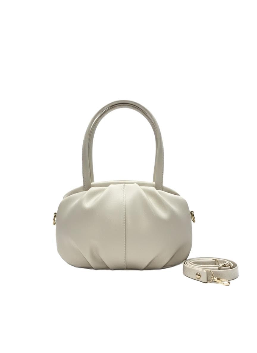 De Elmore Premium Off White Cloud Mini Tote Bag for Women | Luxury Vegan Leather Crossbody with Detachable Strap | Elegant Ivory Designer Handbag-image-49