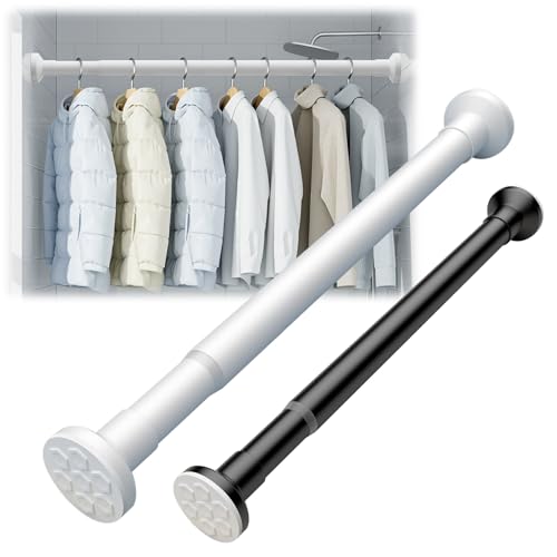 Barra telescópica para cortina de ducha extensible, 50-250cm Barra Cortina Sin Taladrar, Barras de tensión de acero inoxidable, Para Cortinas armario cocina ropero(Blanco,50-80cm)