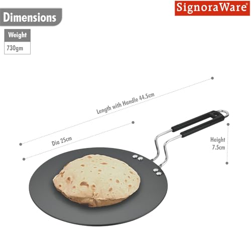 Image of Signoraware Opulent Concave Non Stick Roti Tawa | Gas & Induction Compatible | Prevent Sticking & Burning | Best for Everyday Use | Ideal for Making Chapatis, Dosa, Paratha & Pancakes (25cm | Steel)