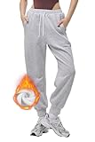 SUHK ASANA Pantalones deportivos holgados de algodón para correr, cintura alta, cintura elástica, con cordón, cinturón de contracción, bolsillos laterales, ejercicio de pierna cónica, pantalones