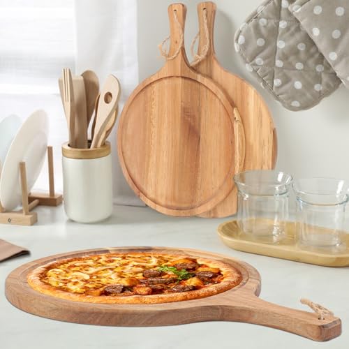 Set de 4 tablas redondas de madera 14 pulgadas con mango miniatura 6