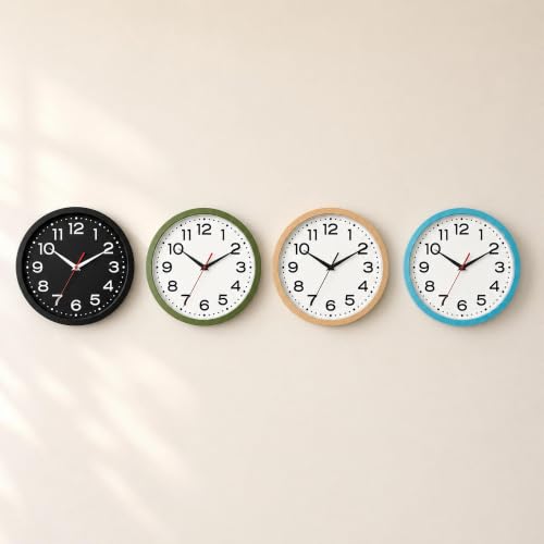 Image of Roymnie 10 Inch Wall Clock, Battery Operated Silent Non Ticking Blue | analog wall clock; bold numerals for easy reading; silent non-ticking; 1 AA battery (not included); for classroom