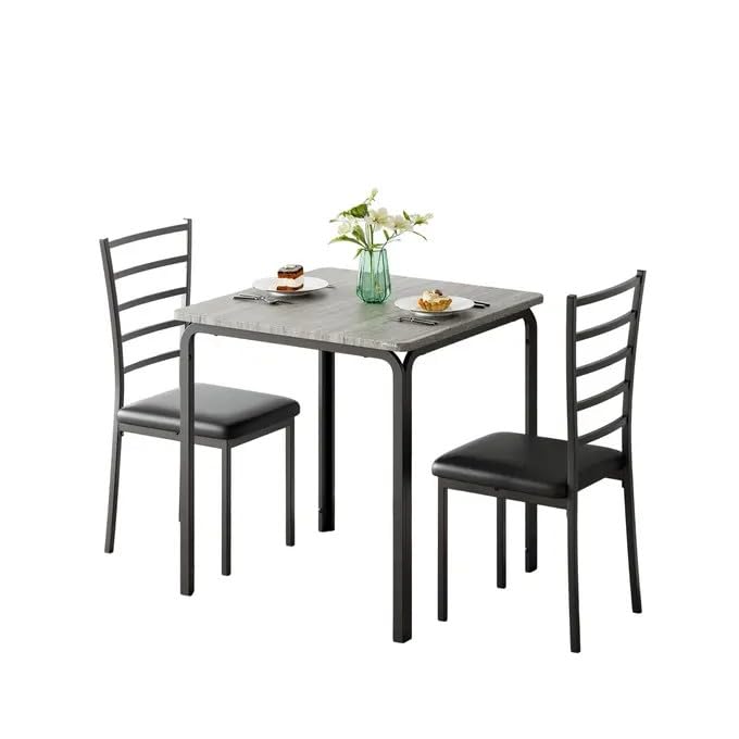 GarveeMore Small Square Dining Table and 2 Chairs Set