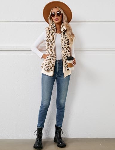 IECCP Teddy Fleece Weste Damen Warme Ärmellose Weste für Herbst und Winter Teddyjacke Lässig und leicht Damenweste Herbstmantel mit Stehkragen – Bild 6