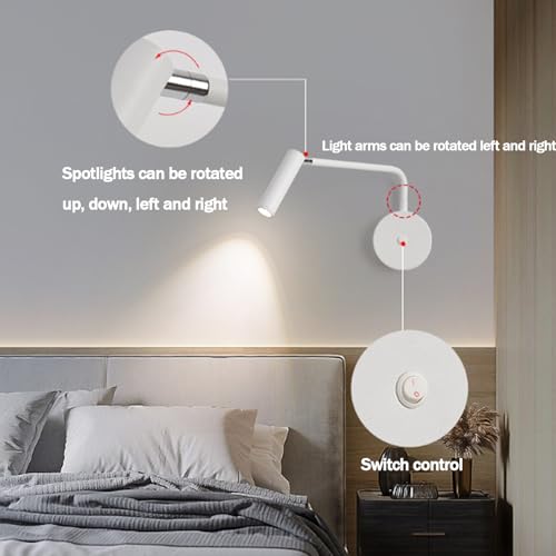Lámpara de pared con interruptor rotación luz de pared de aluminio 2