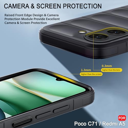 Image of TheGiftKart Liquid Silicon Back Cover Case for Poco C71 / Redmi A5 | Shockproof Military Grade Protection | Micro-Fibre Cloth On Inner Side | Anti-Slip Grip Cover for Poco C71 / Redmi A5 (TPU, Black)