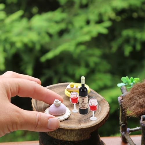 BESTonZON 4 Conjuntos De Mini Enfeites De Casa De Vinho Tinto Modelo De Garrafa De Vinho Decoração E
