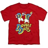 Popfunk Unisex Youth Double Dare Vintage Logo Halloween Costume T-Shirt, Large, Red