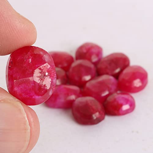 Real-Gems Natural African Pigeon Blood Red Ruby 100 Ct./7 Pcs Faceted Ruby Loose Gemstones Lot July Birthstone Rrl-1 #TOP5
