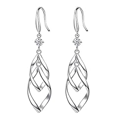 Silver-Linear Swirl Wire Earrings With drill