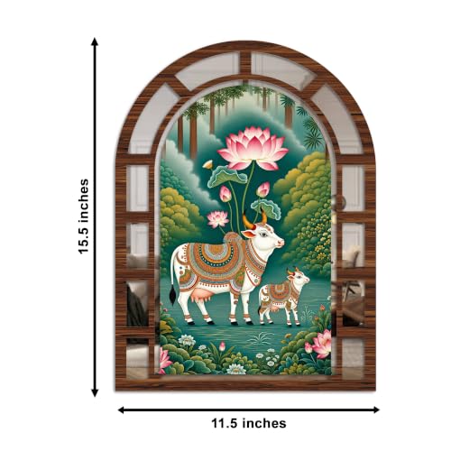 Image of Artvibes Decorative Jharokha Mirror | Wall Hanging Decoration Item for Living Room, Bedroom & Hall | Gift for Female (WHJ 12002N), Set of 2