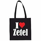 Reifen-Markt I Love Zetel - Bolsa de la compra (38 x 42 cm), color negro o blanco, Negro , 38x42cm