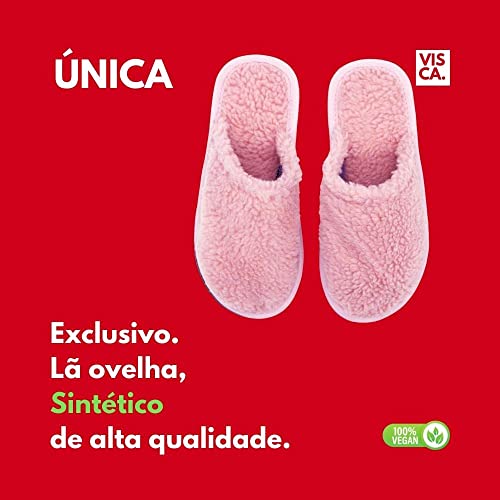 Pantufa Adulto Lã de Ovelha Rose Chinelo de Quarto Antiderrapante (Rose, br_footwear_size_system, ad
