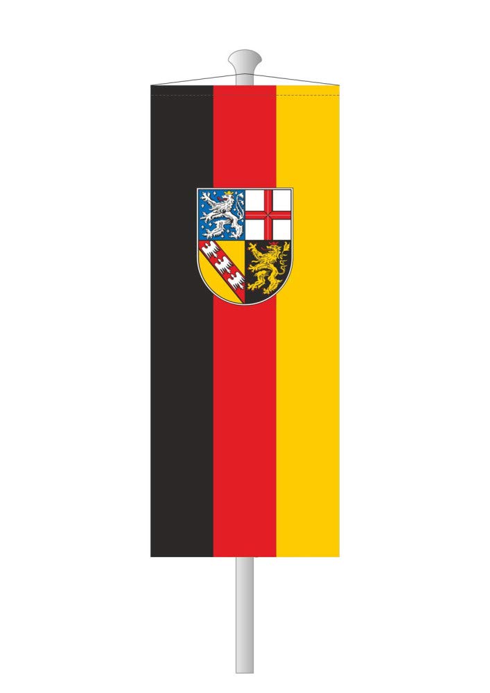 Deitert Bundesland-Flagge Saarland – 120x300 cm Saarland -Fahne mit Wappen, Bannerfahne aus reißfestem Polyester