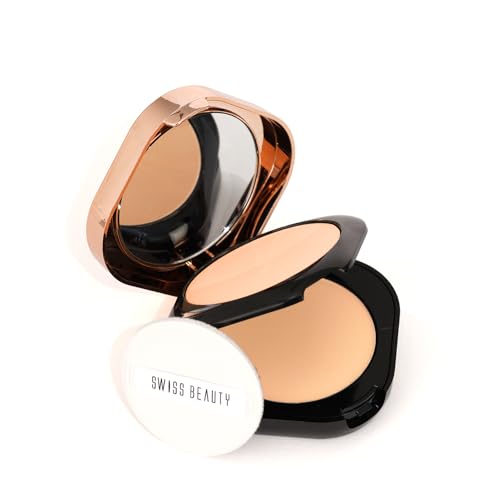Image of Swiss Beauty Double Duty Compact Powder | 2-in-1 Compact for Day to Night | Buildable Coverage | With Vitamin E & Hyaluronic Acid | 18g, Shade- 1- Natural Ivory /Fair Ivory