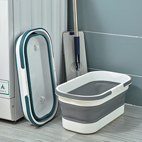 Collapsible Bucket with Wheels 14L (3.7 Gallon) - Versatile and Durable for House Cleaning, Camping, and RV - Convenient Rectangular Mop Cleaning Basket - Lightweight & Compact (14L-Grey) - Image 7