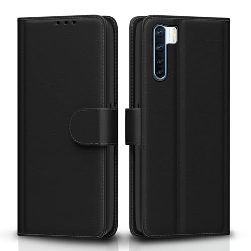 Image of Pikkme Flip Cover Leather Finish | Inside TPU with Card Pockets | Wallet Stand and Shock Proof | Complete Protection Flip Case for Oppo F15(Black)