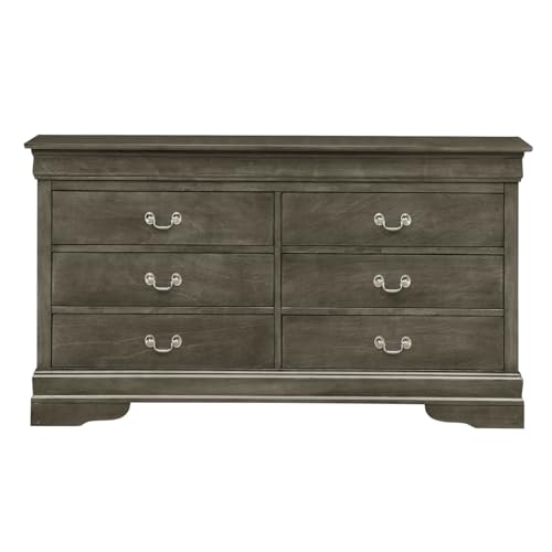 Double Dresser with 6 Drawers - Bedroom Storage Chest - Wood Veneer