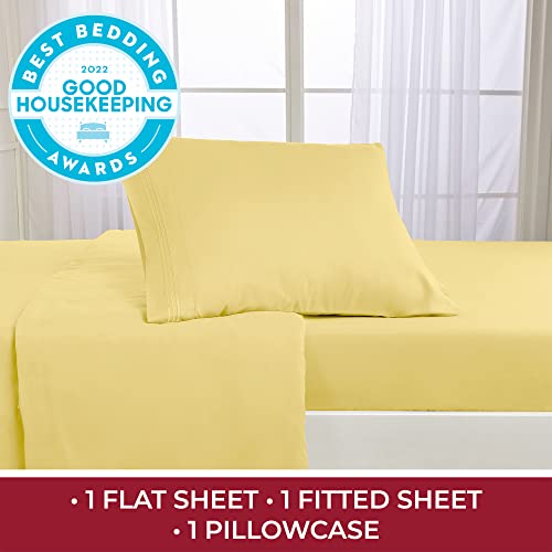 Mellanni Twin Xl Sheet Set - Iconic Collection Bedding Sheets & Pillowcases - Hotel Luxury, Extra Soft, Cooling Bed Sheets - Deep Pocket Up To 16" - Fits College Dorm Mattress - 3 Pc (Twin Xl, Yellow) #TOP1