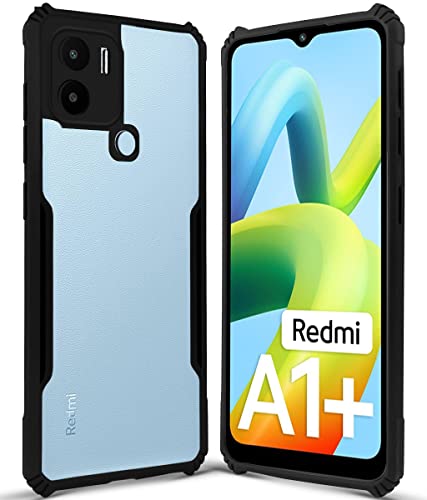 Image of Jkobi Back Cover Case for Xiaomi Redmi A1 Plus | A2 Plus (Shockproof with Polycarbonate Clear Panel | Professional Black)
