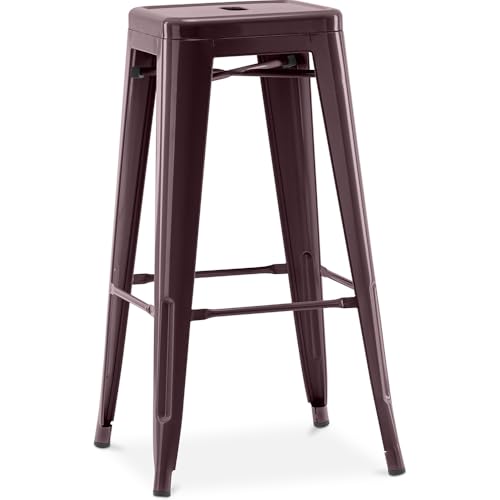 Iconik Interior Tolix Style Tabouret de Bar – Style Industriel – Acier – 76 cm – Stylix Bronze