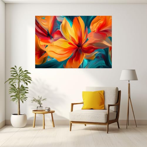 Tableau moderne toile tulipe orange grand format 70x100cm abstrait - 3