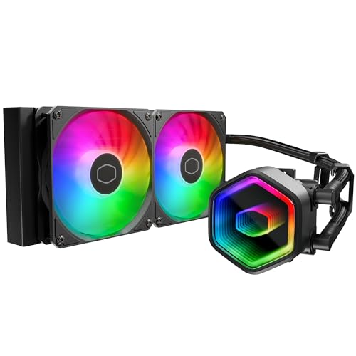 Cooler Master MasterLiquid 240 Core II CPU Watercooler - Refroidisseur AIO 240mm (Max. 260W TDP), Pompe GR9 à Double Chambre, ventilateurs ARGB Gen 2 améliorés, Montage rapide kits AMD & Intel - Noir