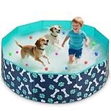 HaoVrisn Foldable Dog Pool,Hard Plastic Dog Pools for Large Dogs, Non-Slip & Chew-Resistant Portable Bathtub for Pets, Collapsible Pool for Outdoor Backyard (48' x 12')
