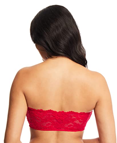 Women's Amber Bandeau Bra With Adjustable Straps, Unpadded & Unlined Wireless Tube Top Bralette, Everyday Lingerie (Small, Red/Orchid) #TOP1