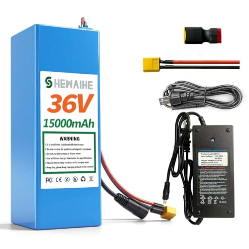 SHEWAIHE 36V 15Ah Battery Pack, E-Bike Scooter Lithium Battery with 30A BMS for 0-1000W Motor,...