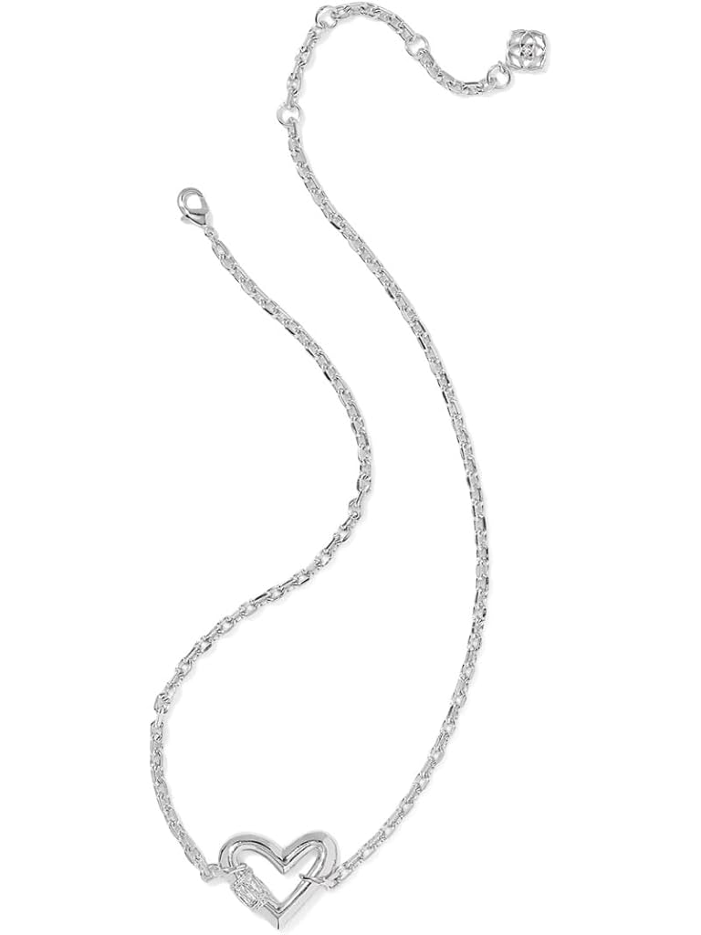 Silver Kendra Scott Emery Heart Short Pendant Necklace