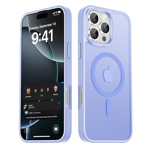 Image of LATVIN for iPhone 16 Pro Max Case, Magnetic Phone Cover, Compatible with MagSafe, Military Grade Protection, Translucent Matte Frosted Back, Lavender Purple