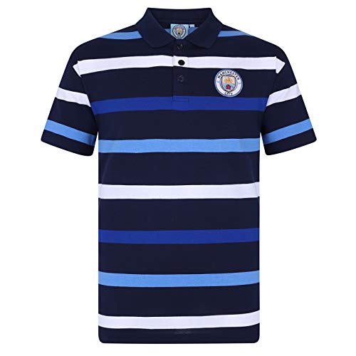 Manchester City FC - Polo oficial para hombre - A rayas - Azul - Medium