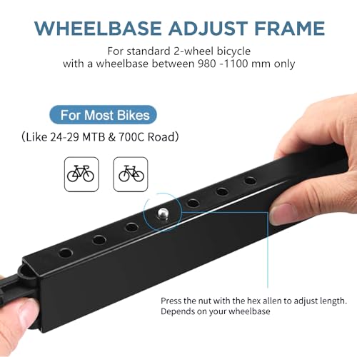 DIYTuning 24\"-29\" Mountain and 700C Road Bike folding Rollers, Aluminum Alloy, Bike Trainer Stand with Front Wheel Quick Release Function，Seven Gears Telescopic - Thumbnail 6