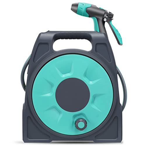 Carrete portamangueras retráctil de PP con Pistola de Agua, práctico Carrito portamangueras Integrado, Soporte para tuberías de Agua y Herramientas de riego (Carrito portamangueras