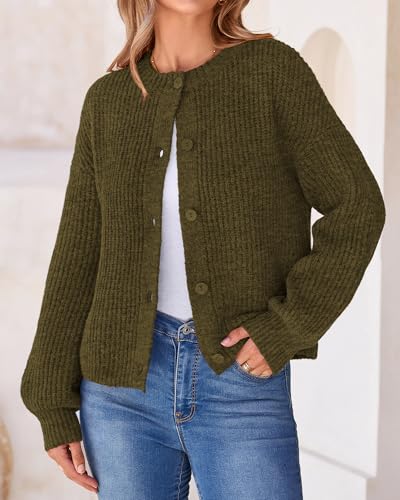 BTFBM Cardigan Sweaters for Women Chunky Knit,Army Green,S - image 5