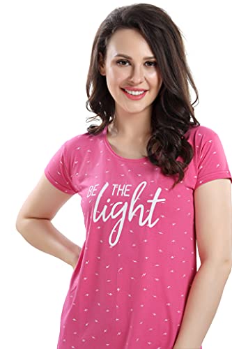 Image of DZZO Women's Cotton Printed Knee Length Nightdress