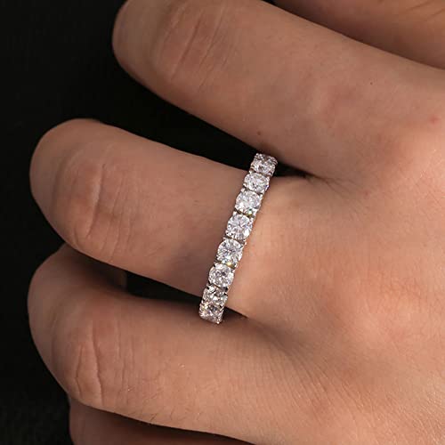 Mrenite Solid 10K Moissanite Wedding Band For Women 3Mm Round Moissanite Eternity Band D Color Vvs1 Clarity Stackable Engagement Ring Size 7 #TOP4