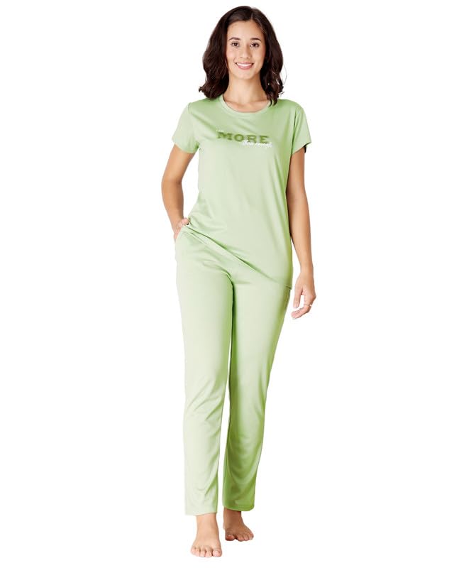 bodycare Women's Cotton Printed T-Shirt and Payjama Set | Soft & Breathable Nightwear | Short Sleeves | Loungewear Co-Ord Set BSLS11523-picture-34
