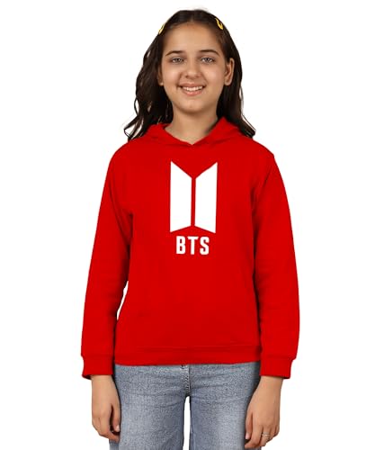 Image of KYDA KIDS Girls Cotton Hooded Sweatshirt | Regular Fit Full Sleeves Winter Wear Hoodies