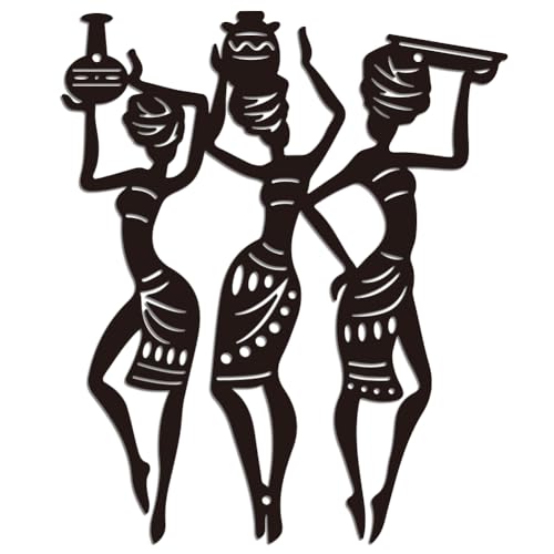 Décoration murale métal femme africaine à suspendre maison 24x30cm