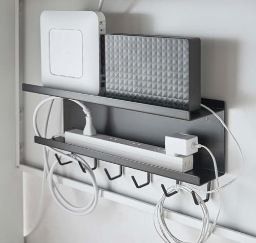 TiSANY Home Under- Desk Router Storage Rack Cable Management, One Size, Steel Desk Cable Organizers, Wire Management Tray (No Clamp)