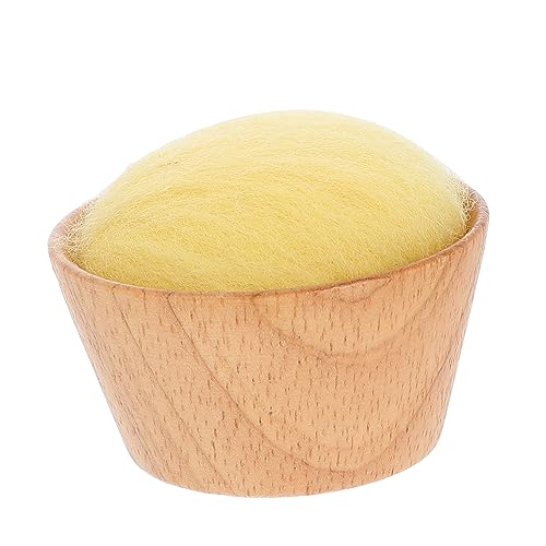 Tofficu Cute Sewing Pincushion Wooden Base Wool Needle Pillow Lovely Embroidery Accessory