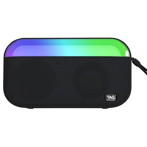 Image of TAG Ray 5W Portable Wireless Bluetooth Speaker with Dynamic Stereo Sound | Customizable RGB LED Lights | TWS Feature | Supports Micro SD Cards, FM, USB | Comes with Inbuilt Mic (Black)