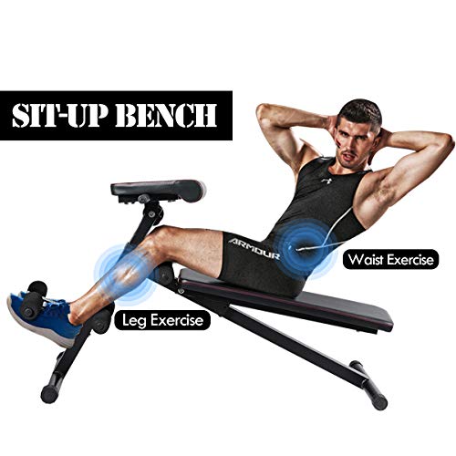 Goplus Multifunctional Weight Bench, Foldable AB Bench with Adjustable Positions, for Strength Training Core Workout Back Extension/ Leg Exercise/ Sit Up/ Push Up (Black)